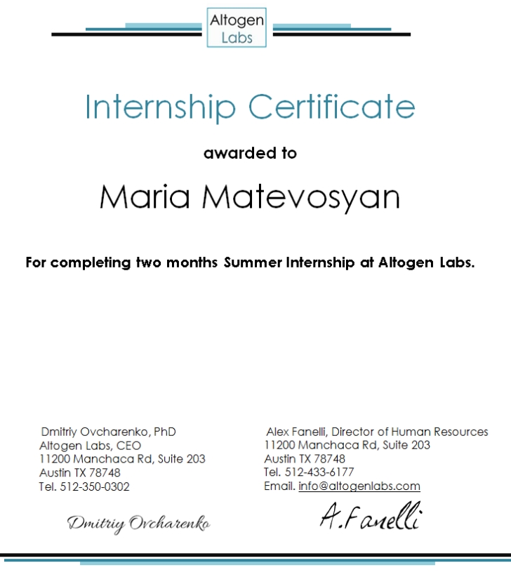 Internship certificate image